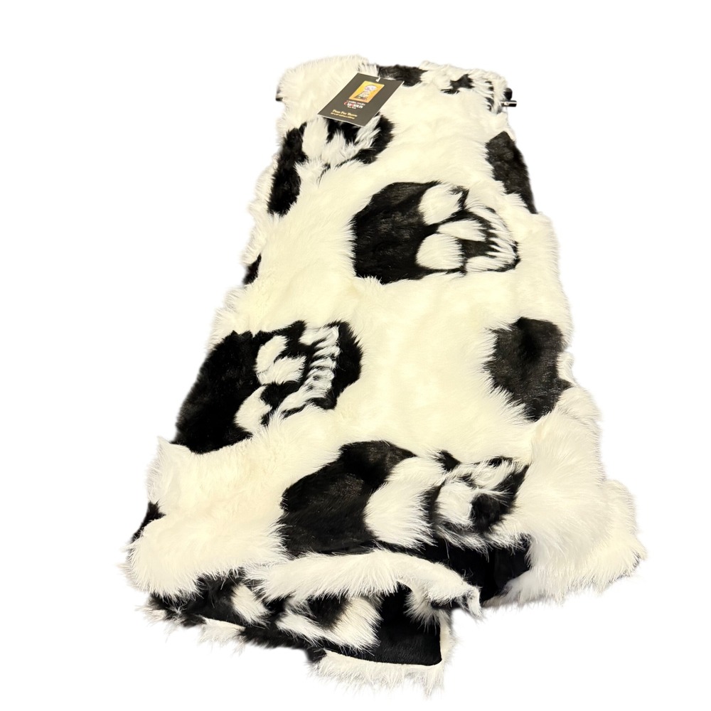 Cynthia Rowley Faux Fur Throw Unisex 50x60 Black White NEW Skull Print Blanket